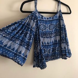 Blue and White Tribal Blouse